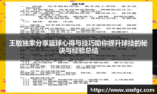 王敏独家分享篮球心得与技巧助你提升球技的秘诀与经验总结